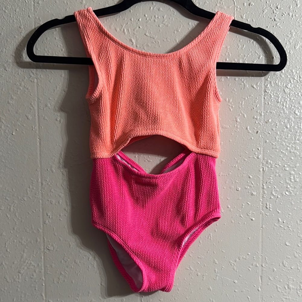 Derek Heart Pink and Orange Cut-Out One Piece Swimsuit